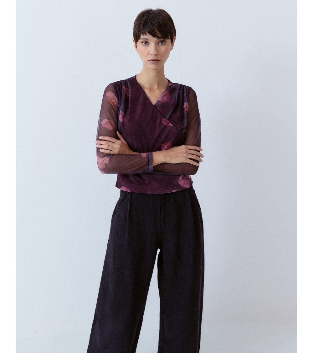 BLUSA TUL ESTAMPADA CRUZADA | MULAYA