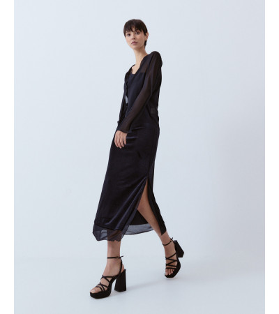 FALDA MIDI TERCIOPELO ABERTURA | MULAYA