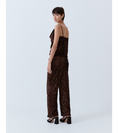 PANTALÓN WIDE LEG LENTEJUELAS CINTURA ELÁSTICA | MULAYA