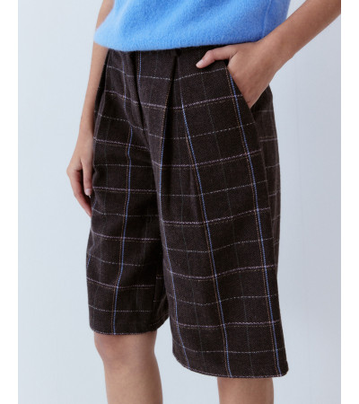 BERMUDA LARGA CUADROS CON PLIEGUES | MULAYA