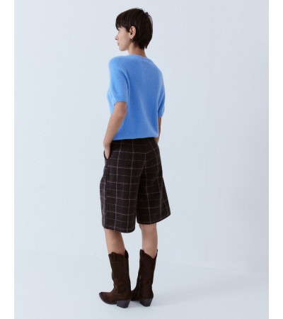 BERMUDA LARGA CUADROS CON PLIEGUES | MULAYA