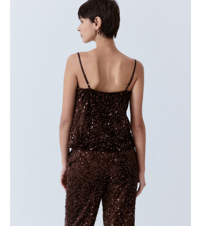 TOP LENTEJUELAS CUELLO DRAPEADO TIRANTES | MULAYA