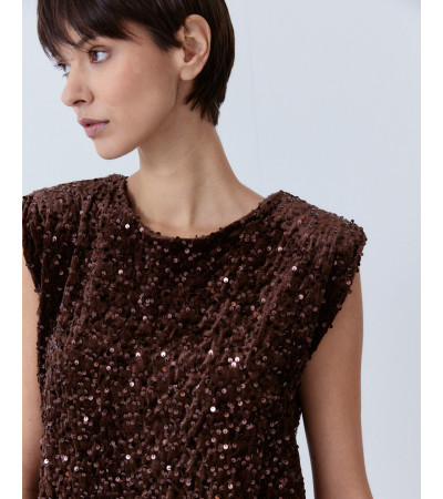 TOP LENTEJUELAS HOMBRERAS CUELLO REDONDO | MULAYA