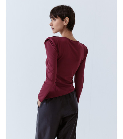 BLUSA MANGA LARGA CON APLIQUE DORADO | MULAYA