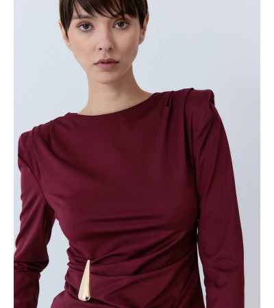 BLUSA MANGA LARGA CON APLIQUE DORADO | MULAYA