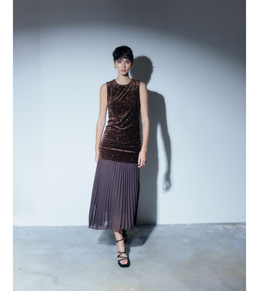 VESTIDO LENTEJUELAS CUELLO REDONDO | MULAYA