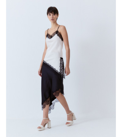 FALDA MIDI ENCAJE ASIMÉTRICA | MULAYA