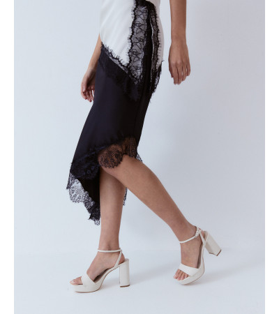 FALDA MIDI ENCAJE ASIMÉTRICA | MULAYA