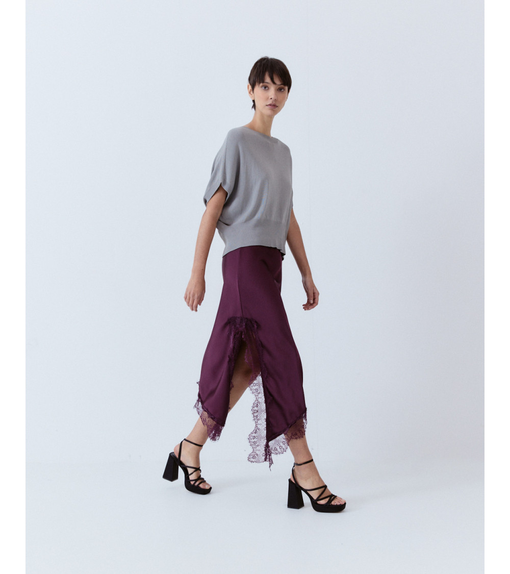 FALDA MIDI ENCAJE ASIMÉTRICA | MULAYA