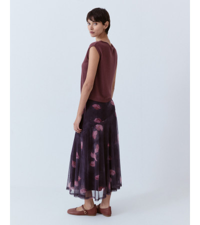 FALDA LARGA TUL ESTAMPADO CON CINTURA ELÁSTICA | MULAYA
