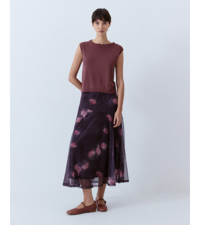 FALDA LARGA TUL ESTAMPADO CON CINTURA ELÁSTICA | MULAYA