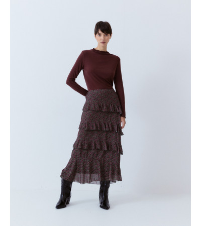 FALDA LARGA VOLANTES ESTAMPADA | MULAYA