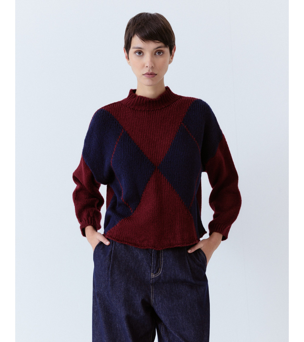 JERSEY BICOLOR CUELLO ALTO ROMBOS | MULAYA