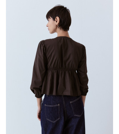 BLUSA PEPLUM CUELLO V CON DETALLE DE OJALES | MULAYA