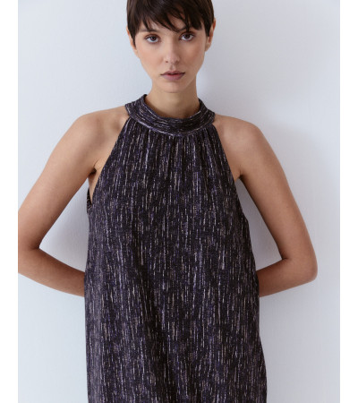 VESTIDO HALTER HILO METALIZADO CON LAZADO | MULAYA