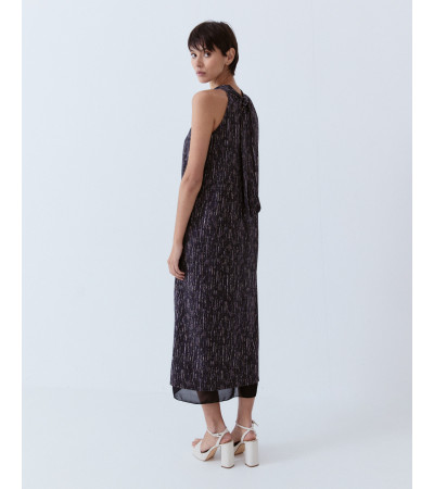 VESTIDO HALTER HILO METALIZADO CON LAZADO | MULAYA