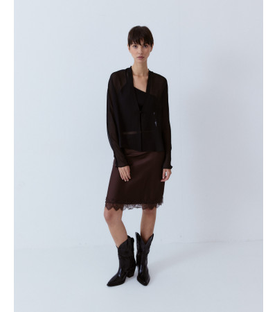 FALDA MINI SATÉN ENCAJE AJUSTADA | MULAYA