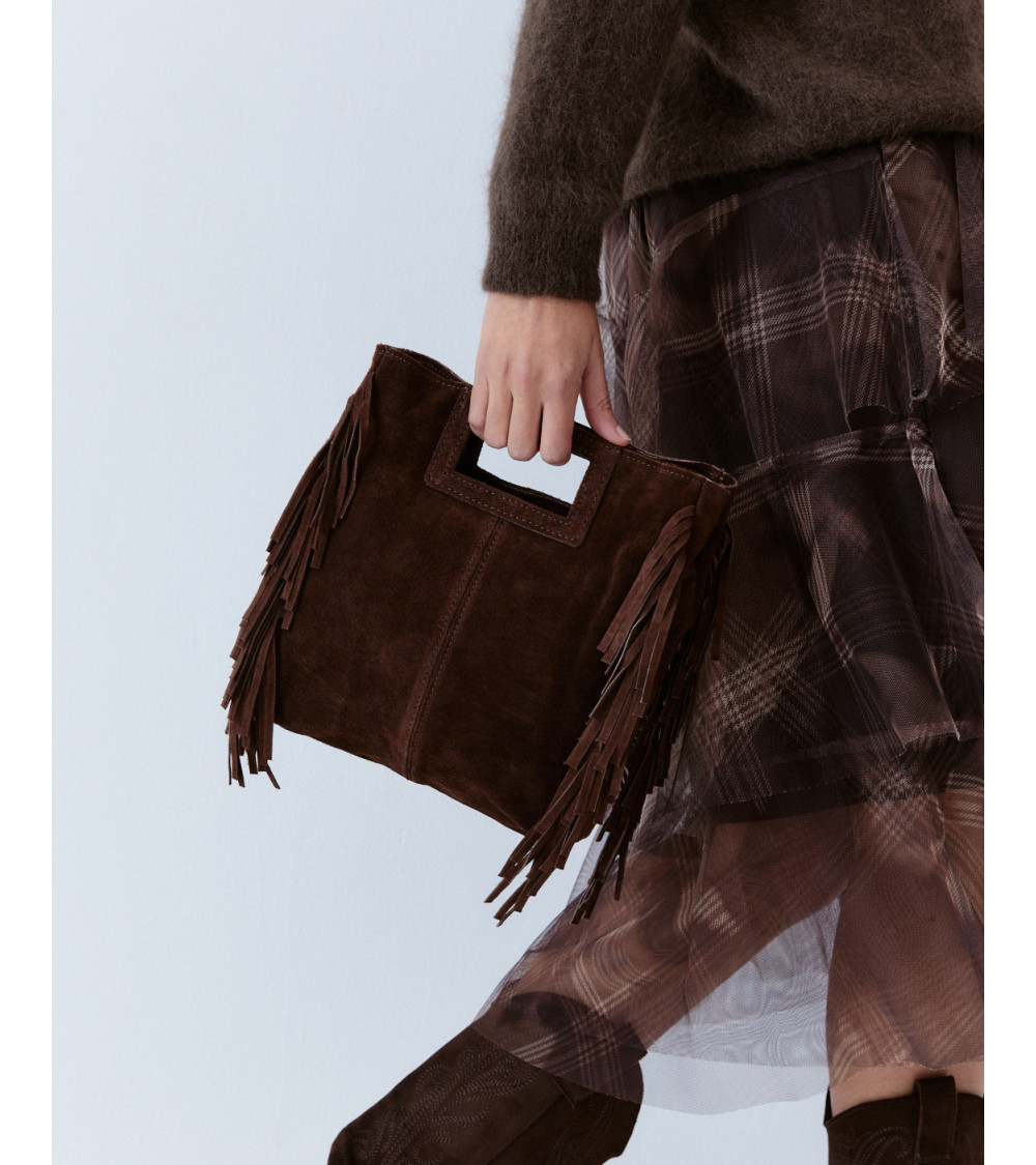 BOLSO RECTANGULAR DE PIEL CON FLECOS | MULAYA