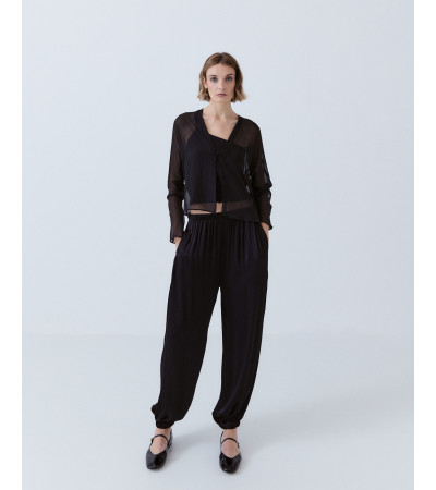 PANTALÓN BOMBACHO SATINADO TIRO ALTO | MULAYA