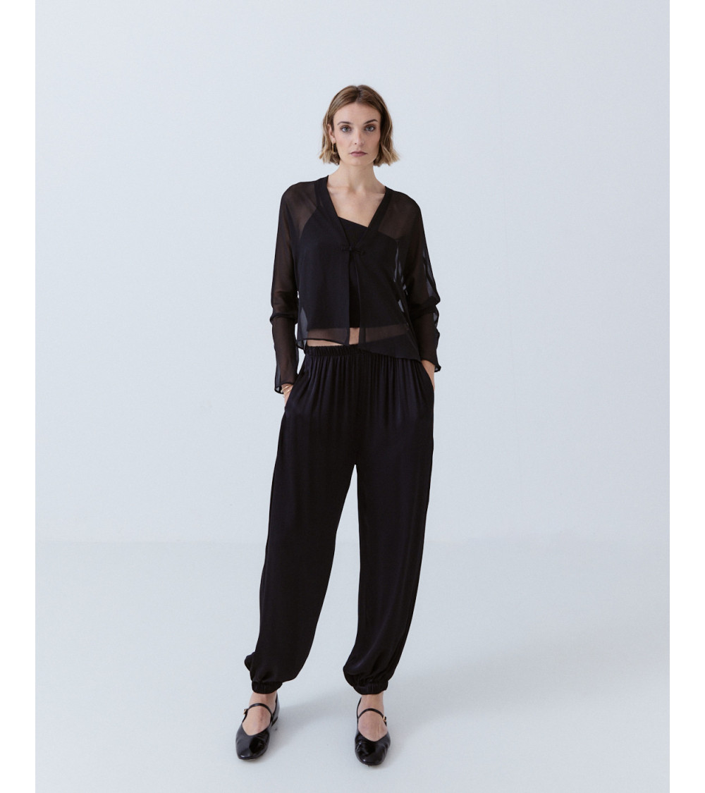 PANTALÓN BOMBACHO SATINADO TIRO ALTO | MULAYA