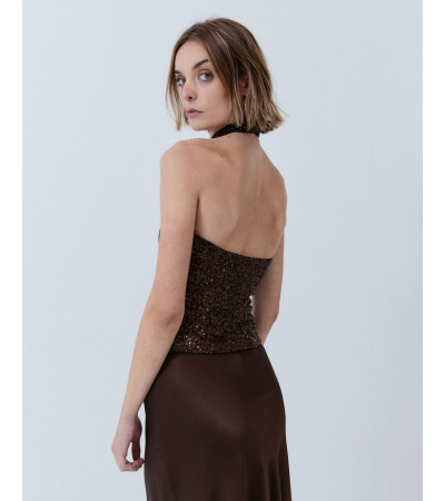 TOP HALTER LENTEJUELAS ESPALDA DESCUBIERTA | MULAYA