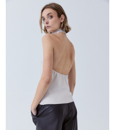 TOP HALTER SATINADO ESPALDA DESCUBIERTA | MULAYA
