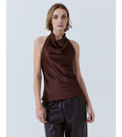 TOP HALTER SATINADO ESPALDA DESCUBIERTA | MULAYA