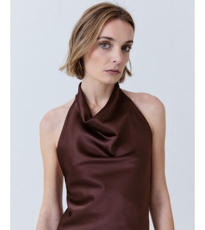 TOP HALTER SATINADO ESPALDA DESCUBIERTA | MULAYA