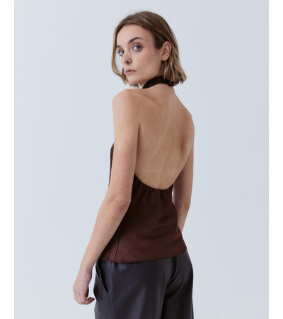 TOP HALTER SATINADO ESPALDA DESCUBIERTA | MULAYA