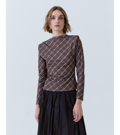 TOP ESTAMPADO CUADROS CUELLO BARCO | MULAYA