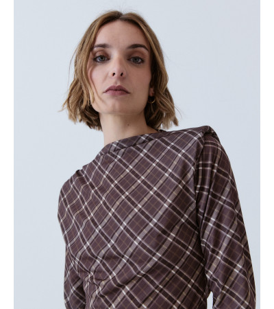 TOP ESTAMPADO CUADROS CUELLO BARCO | MULAYA