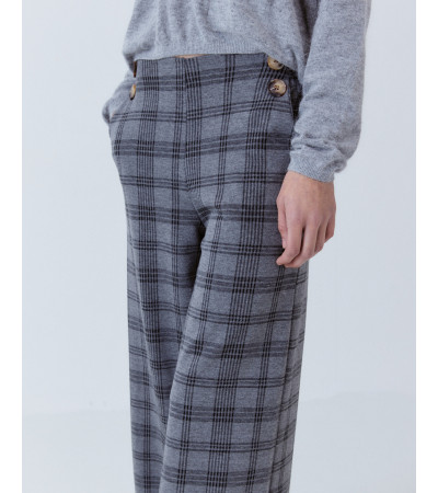 PANTALÓN ESTAMPADO CUADROS CON BOTONES | MULAYA