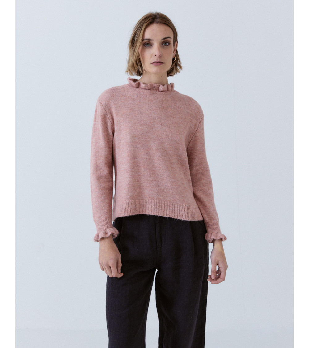 JERSEY PUNTO CON VOLANTES CUELLO Y PUÑOS | MULAYA