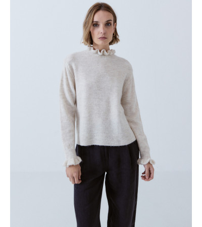 JERSEY PUNTO CON VOLANTES CUELLO Y PUÑOS | MULAYA