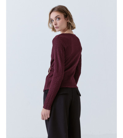 BLUSA CRUZADA MANGA LARGA DETALLE DORADO | MULAYA