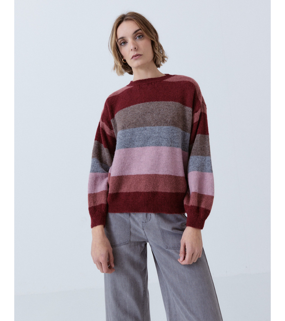 JERSEY RAYAS CUELLO REDONDO DETALLE RIB | MULAYA