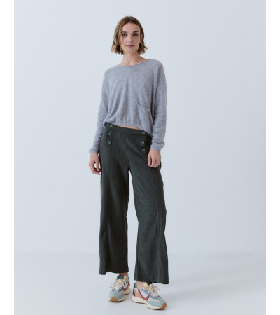 PANTALÓN WIDE LEG CON BOTONES FRONTALES | MULAYA