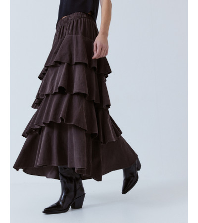 FALDA LARGA DE PANA CON VOLANTES | MULAYA