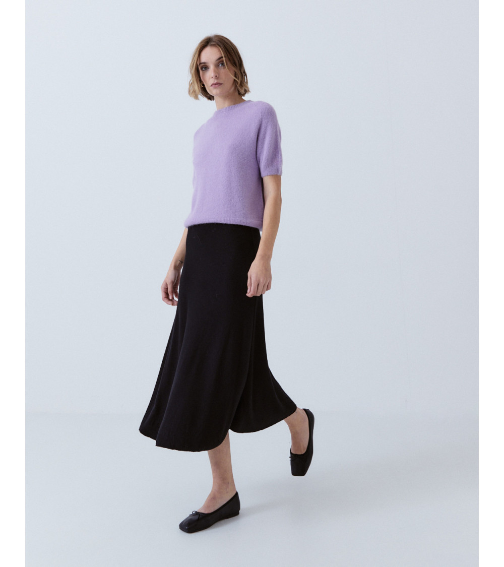 FALDA MIDI DE PUNTO CORTE EN A | MULAYA