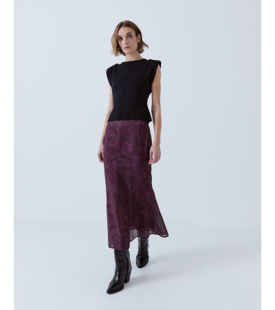 FALDA MIDI ESTAMPADA CINTURA ELÁSTICA | MULAYA