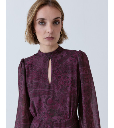 VESTIDO LARGO ESTAMPADO CON VOLANTES | MULAYA