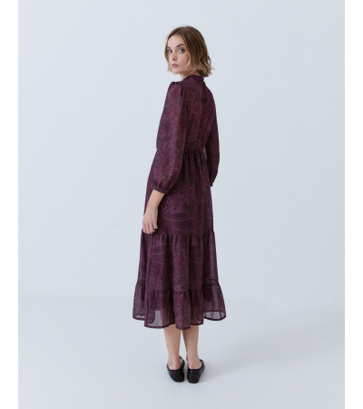 VESTIDO LARGO ESTAMPADO CON VOLANTES | MULAYA