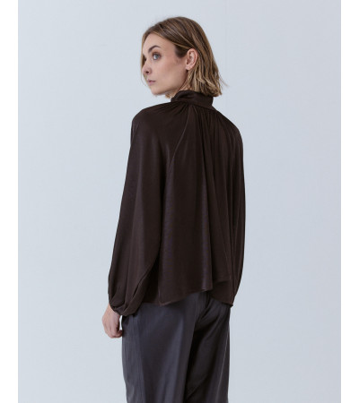 BLUSA SATÉN LAZADA Y MANGA GLOBO | MULAYA