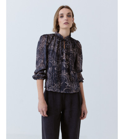 BLUSA ESTAMPADA HILOS METALIZADOS | MULAYA