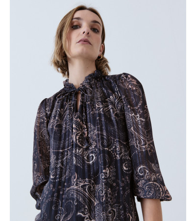 BLUSA ESTAMPADA HILOS METALIZADOS | MULAYA