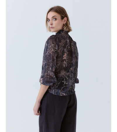 BLUSA ESTAMPADA HILOS METALIZADOS | MULAYA