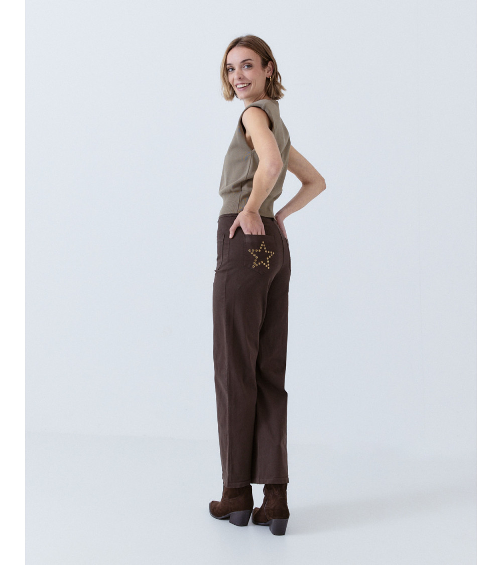 PANTALÓN WIDE LEG TACHAS ESTRELLAS | MULAYA