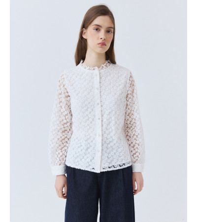 CAMISA TRANSPARENTE BORDADO FLORES | MULAYA