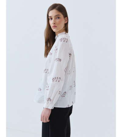 CAMISA ALGODÓN BORDADO HOJAS | MULAYA