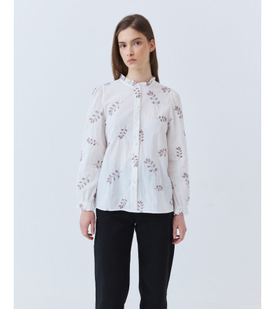 CAMISA ALGODÓN BORDADO HOJAS | MULAYA